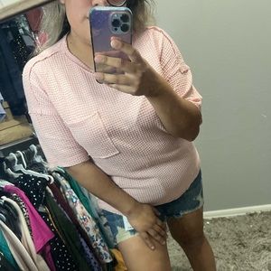 Waffle Knit Pink Top